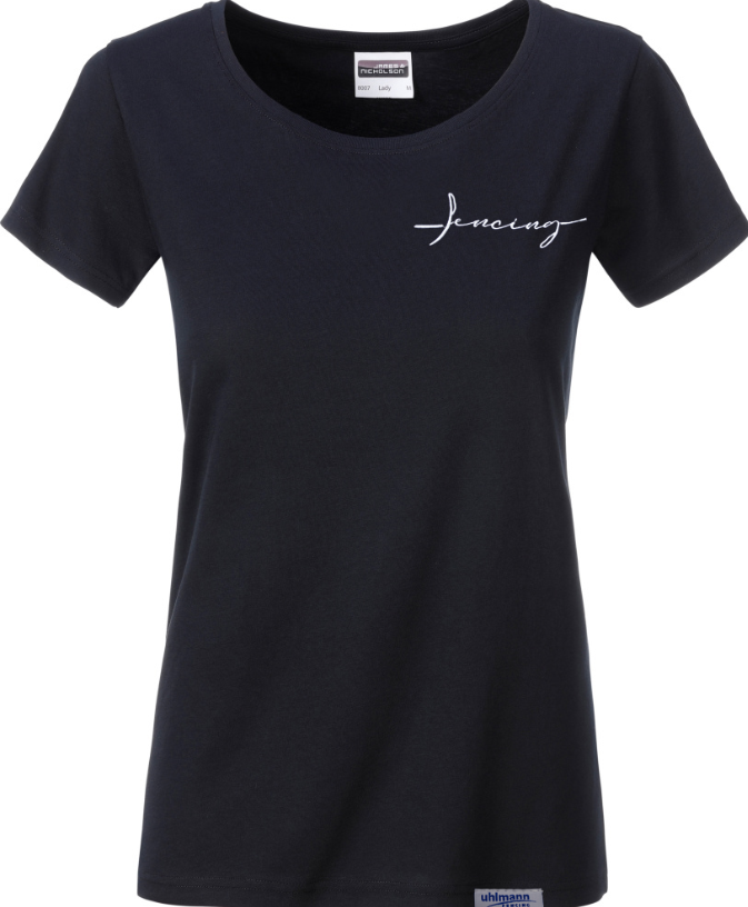 T-Shirt Damen mit "Fencing"-Stickerei, schwarz