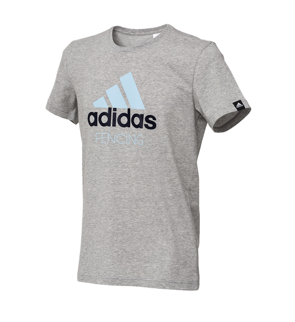 adidas T-shirt with printed logo, grey/light blue